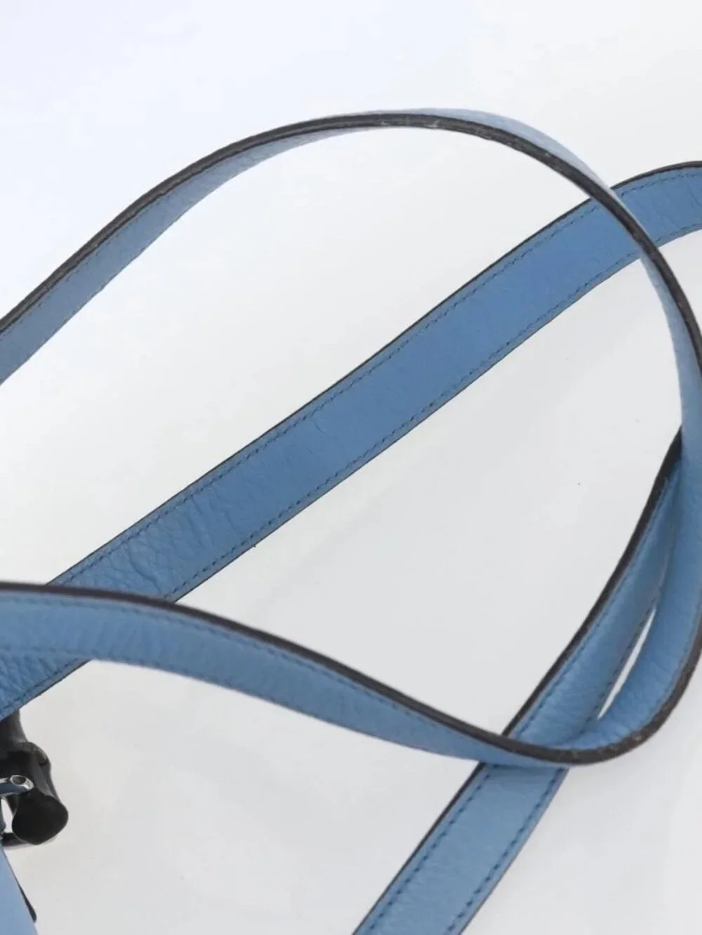GUCCI Bamboo Backpack Leather Light Blue Silver 370833 Auth BA9273V